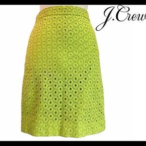 J.crew lime green neon yellow lace skirt size 0